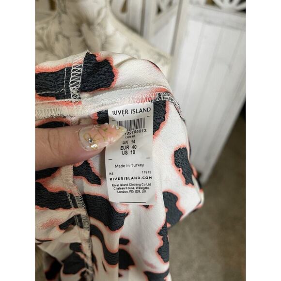 RIVER ISLAND Bright Pink Leopard Print Blouse Button Down Size US 10 UK 14 - Picture 5 of 8